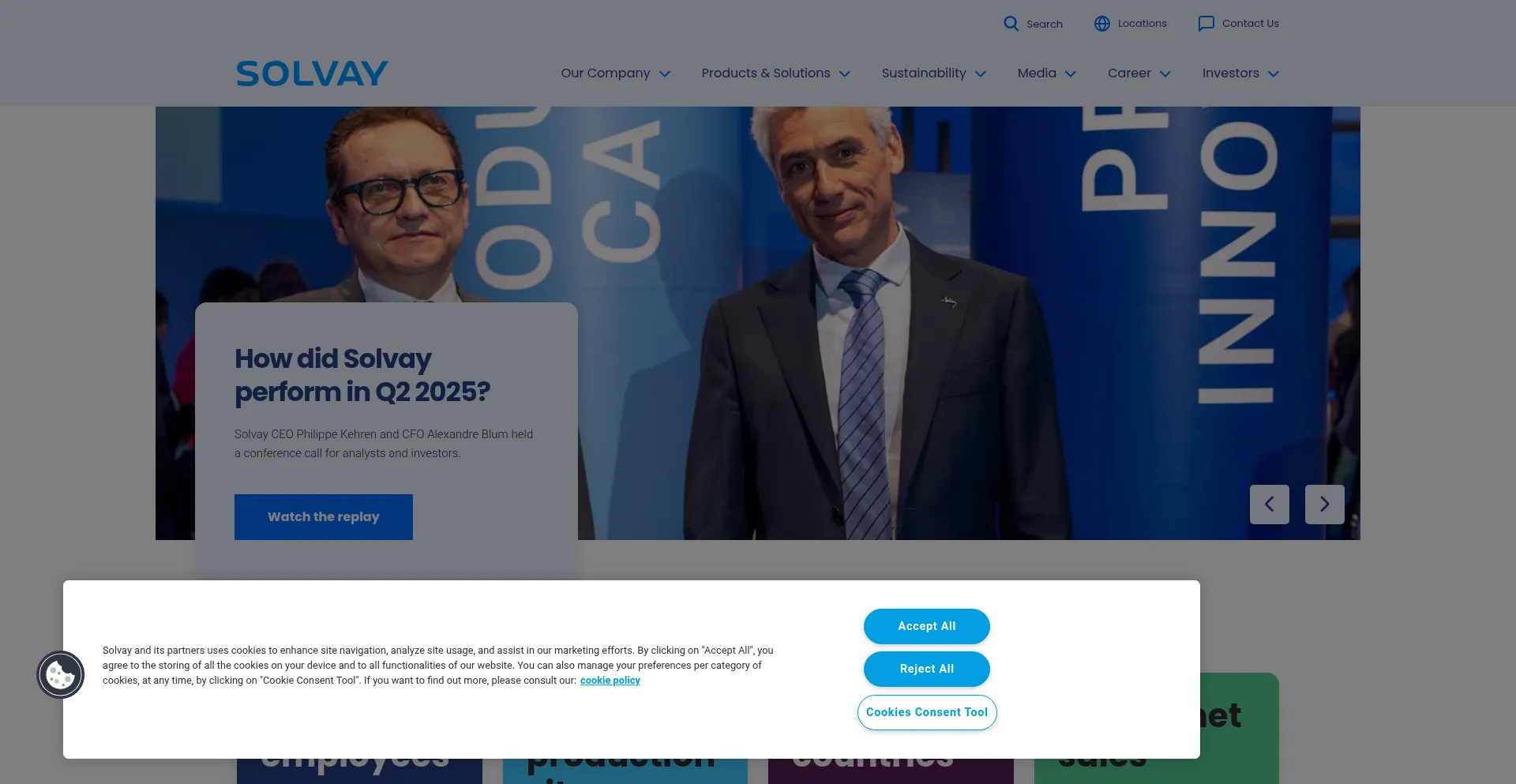 Website screenshot of Solvay.com