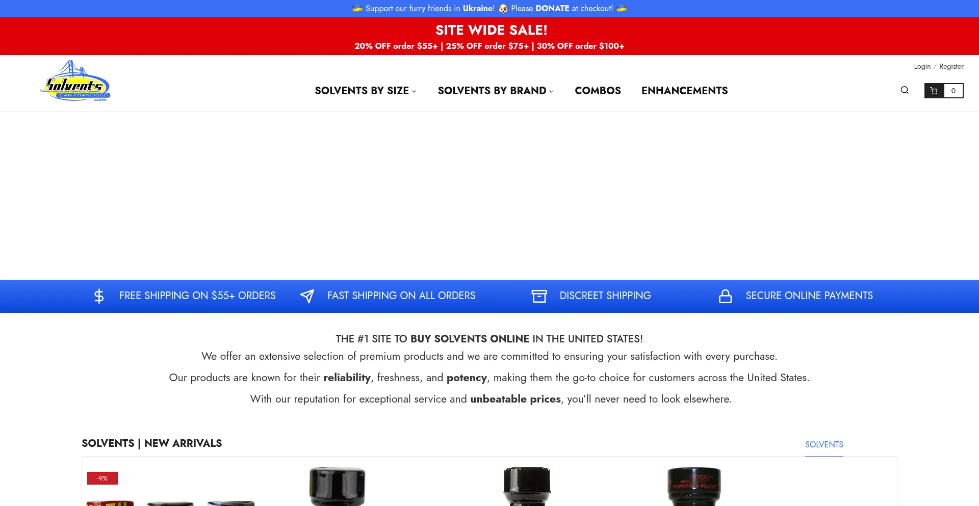 Website screenshot of Solventssanfrancisco.com