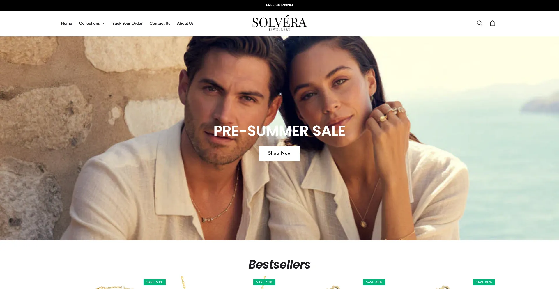 Website screenshot of Solverajewellery.com