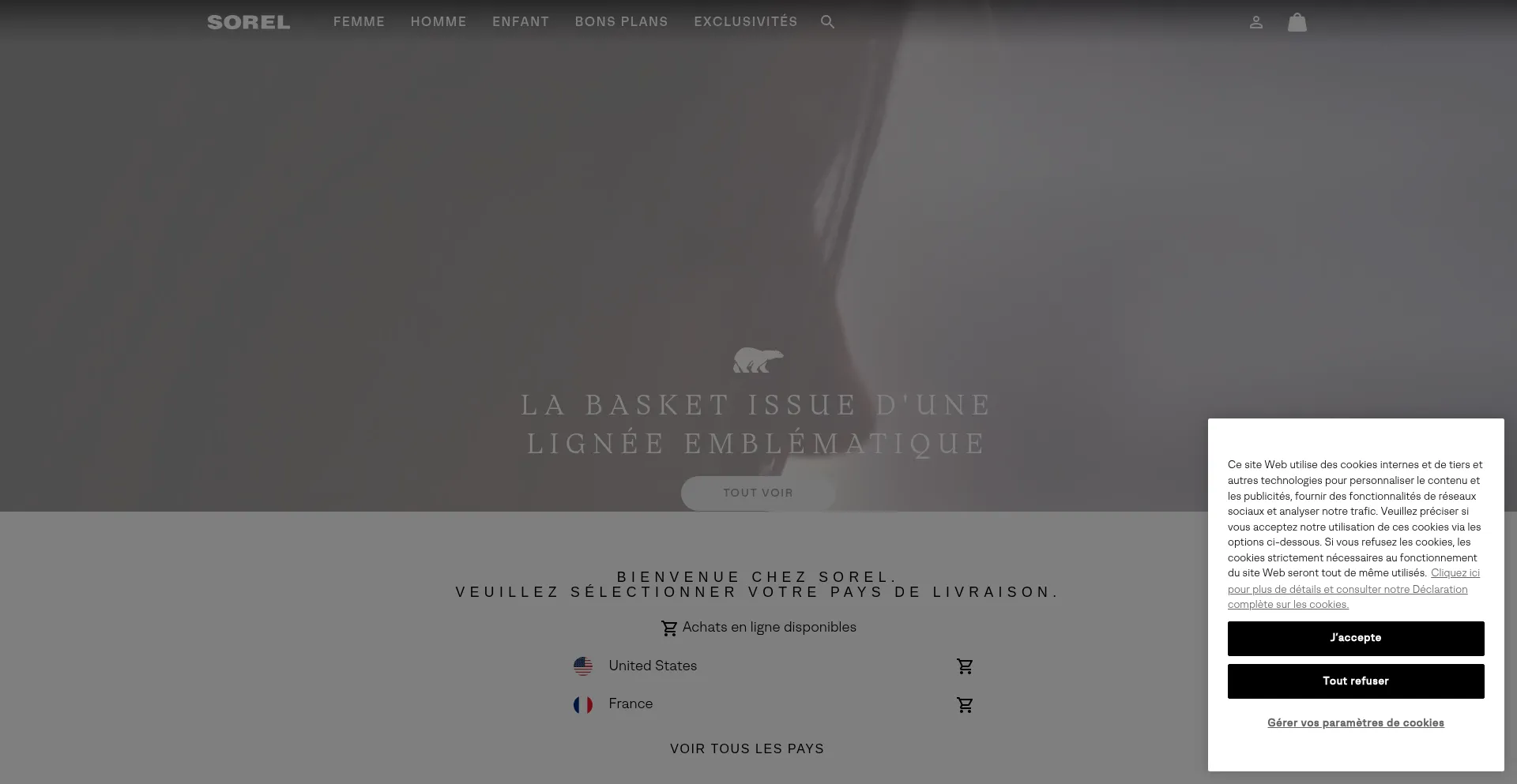 Sorelfootwear.fr Screenshot