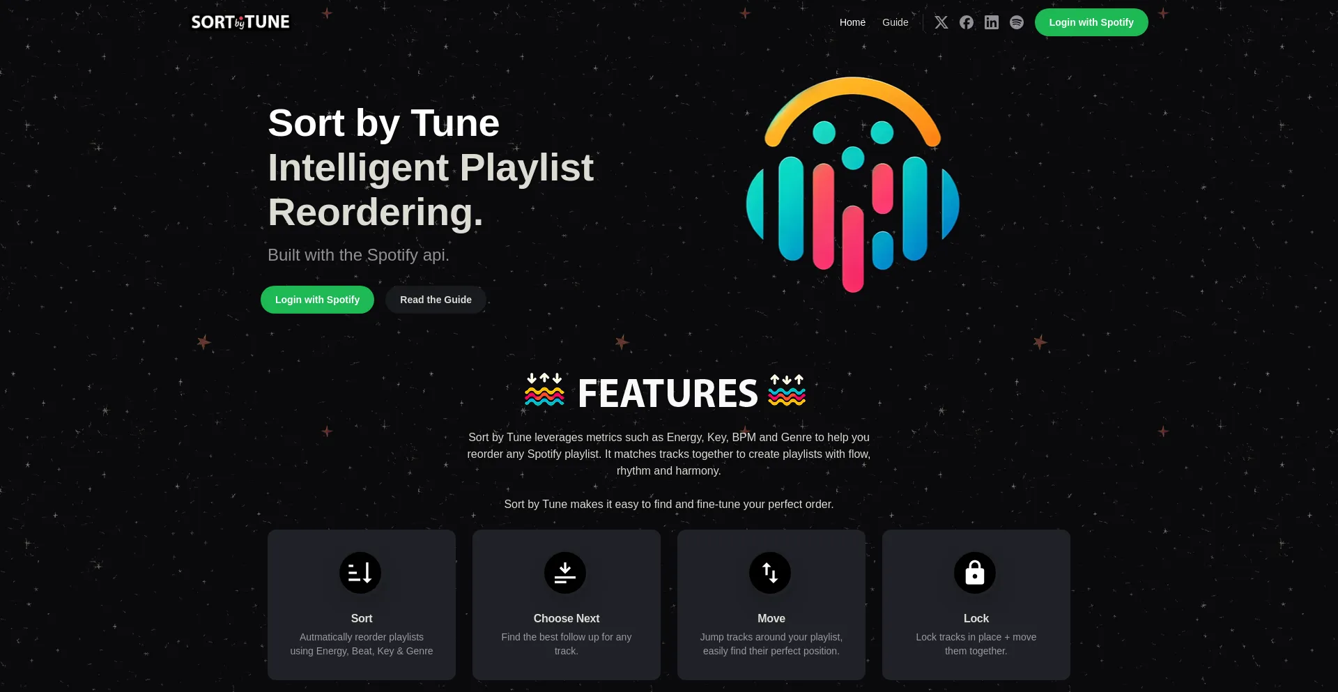 Website screenshot of Sortbytune.com