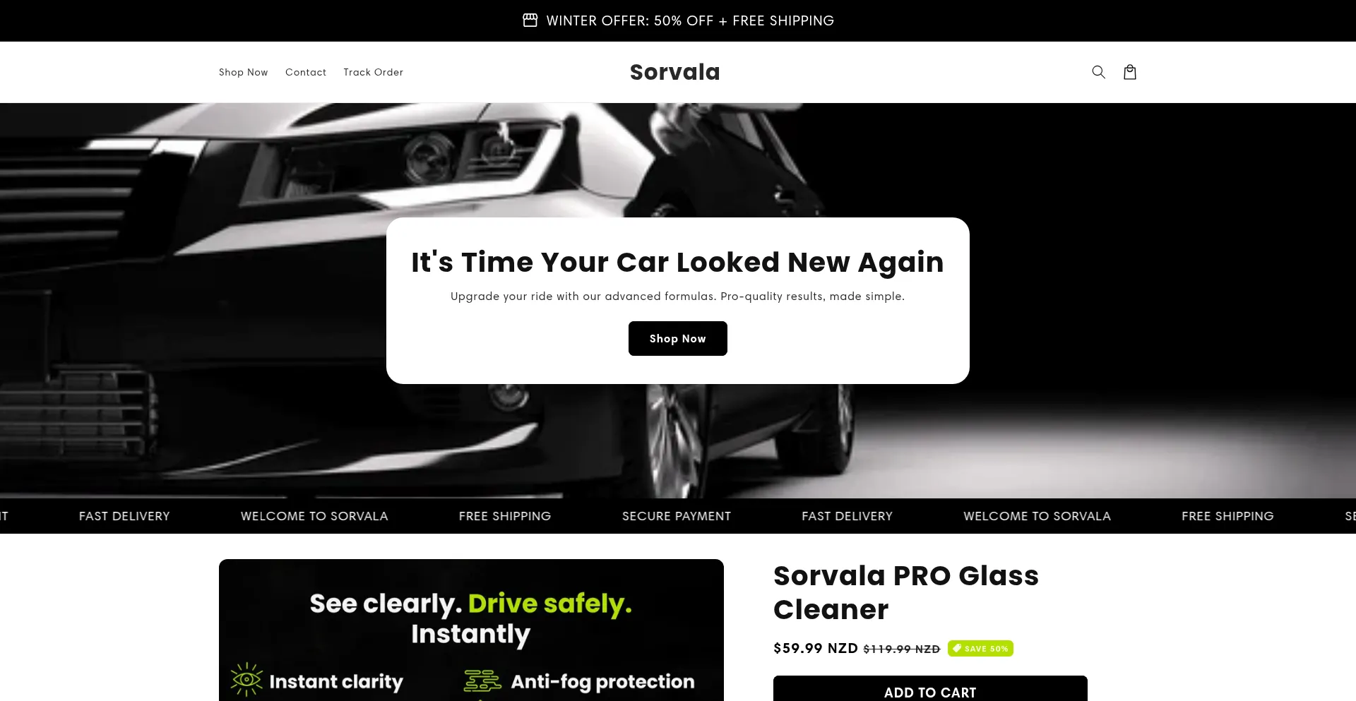 Website screenshot of Sorvala.com