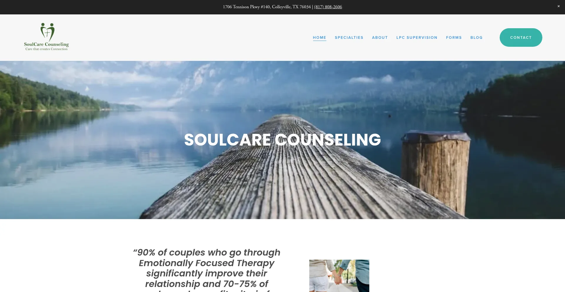 Website screenshot of Soulcarecounselingdfw.com