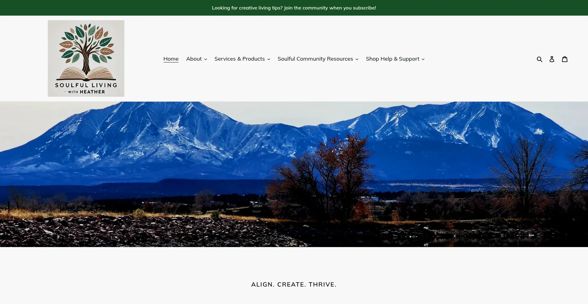 Website screenshot of Soulfullivingwithheather.com