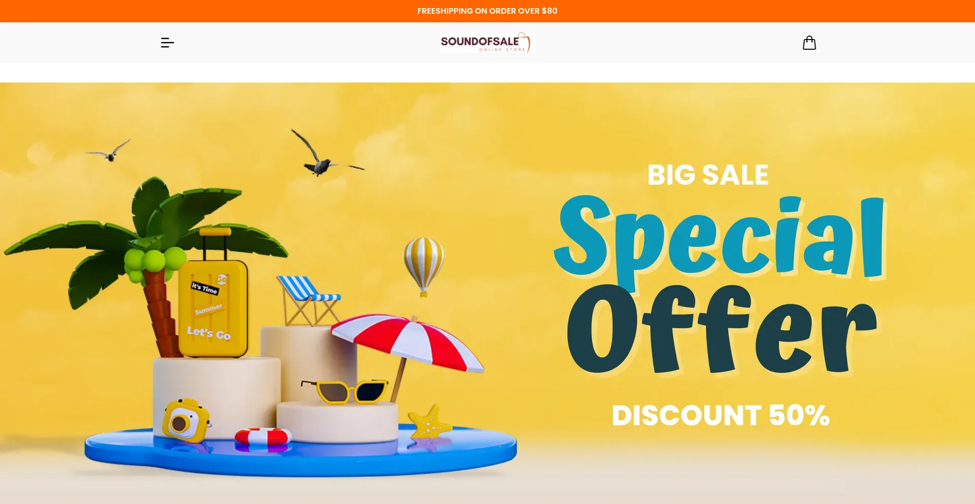 Website screenshot of Soundofsale.store