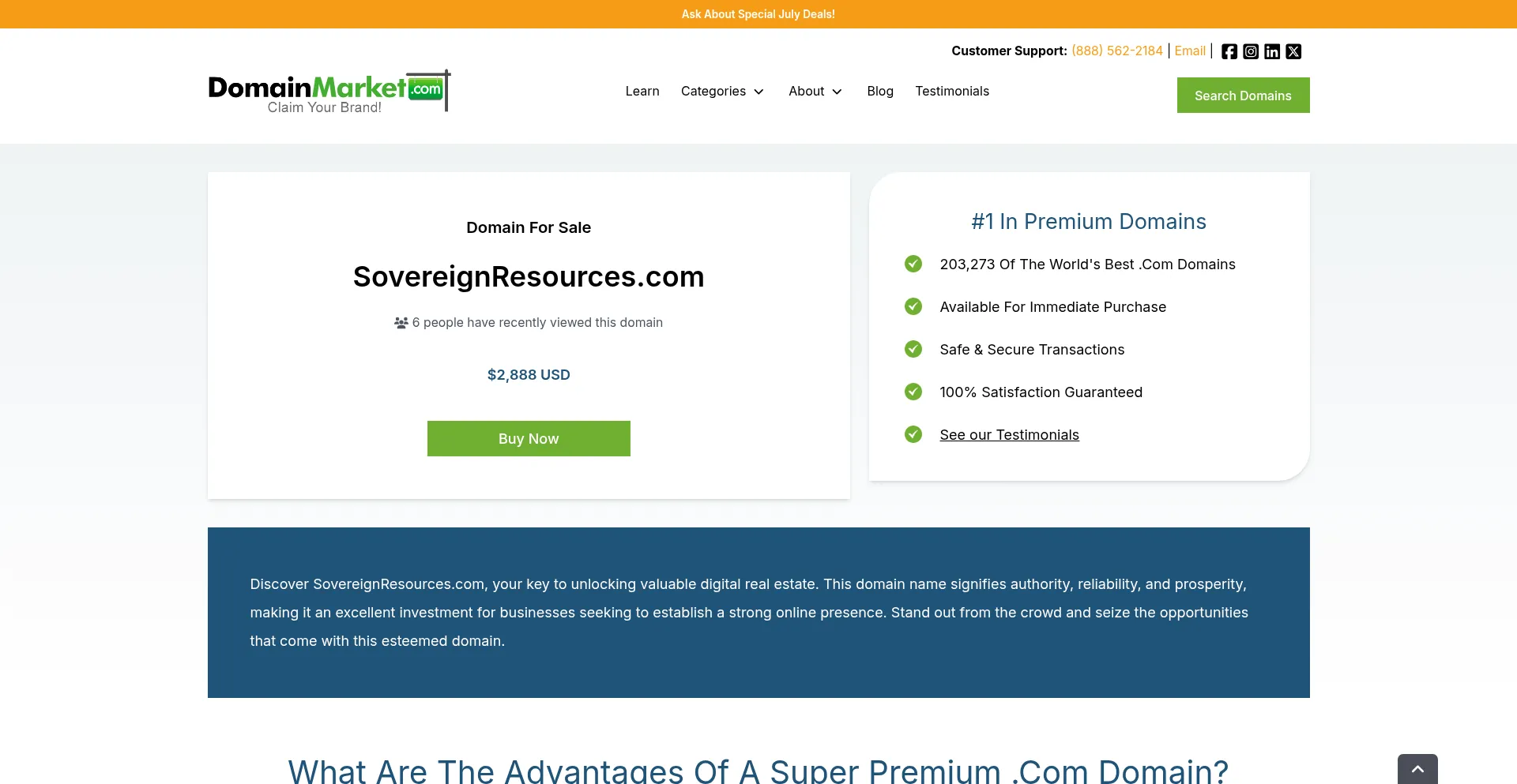 Website screenshot of Sovereignresources.com