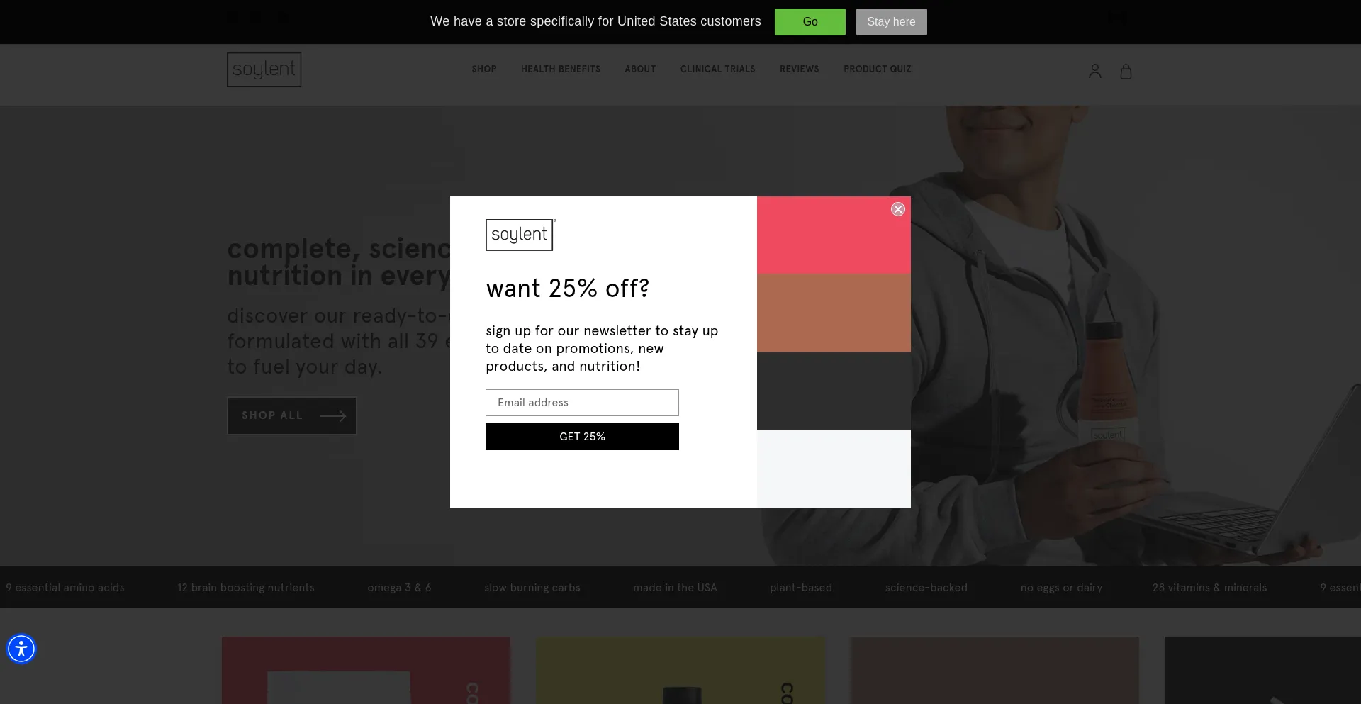 Website screenshot of Soylent.ca