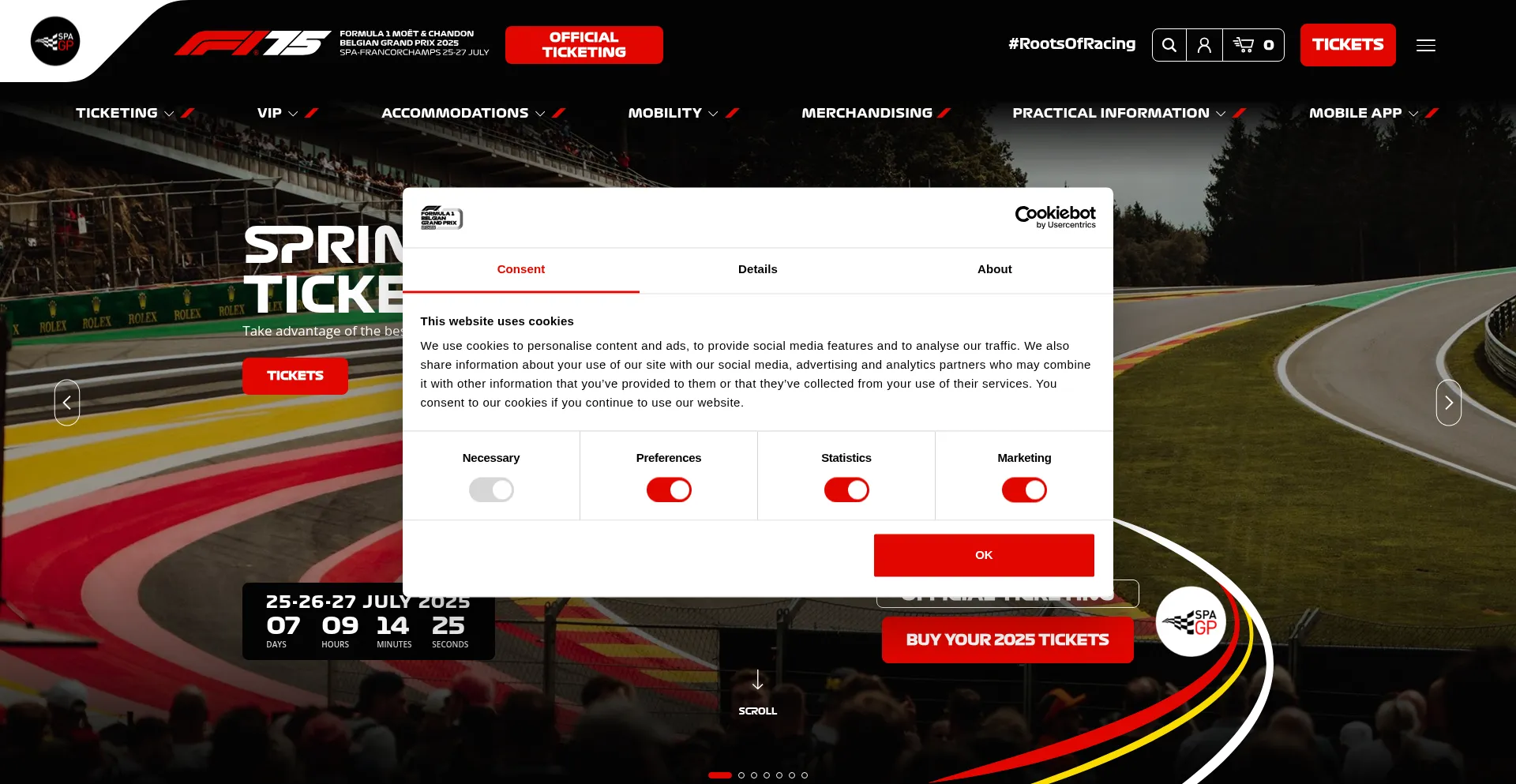Website screenshot of Spagrandprix.com