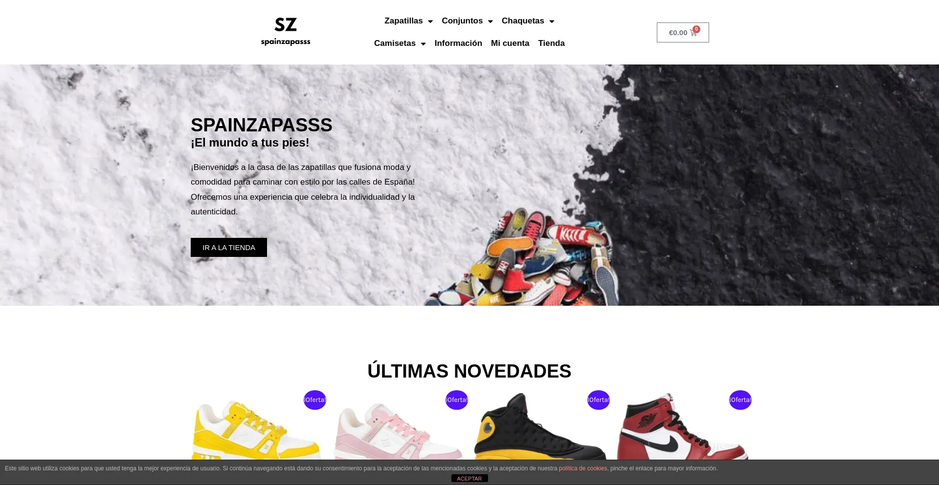 Website screenshot of Spainzapasss.com