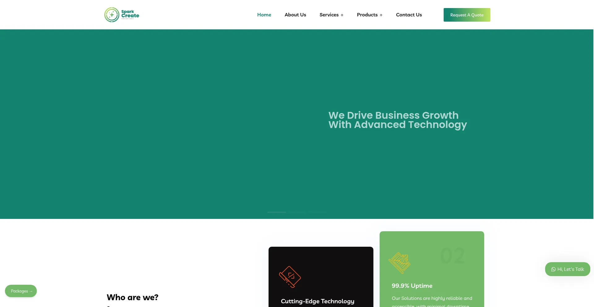 Website screenshot of Sparkcreate.com.ng