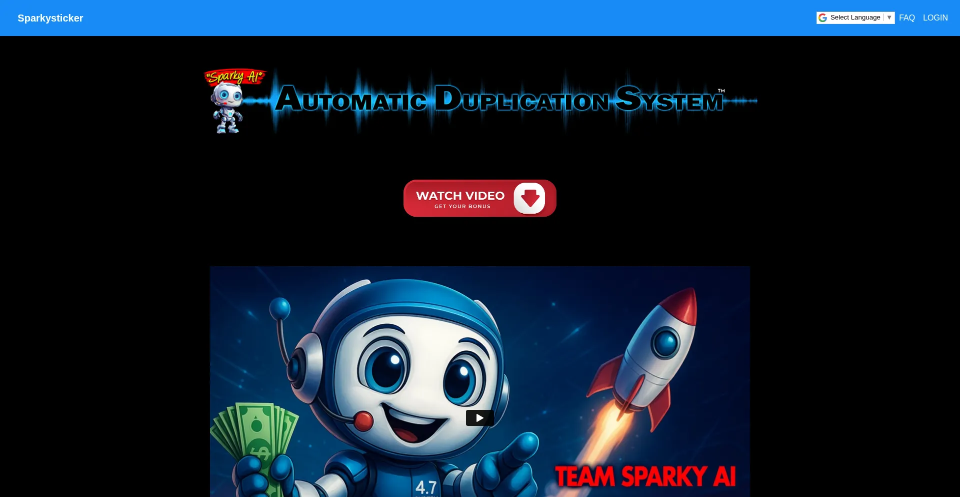 Website screenshot of Sparkysticker.com