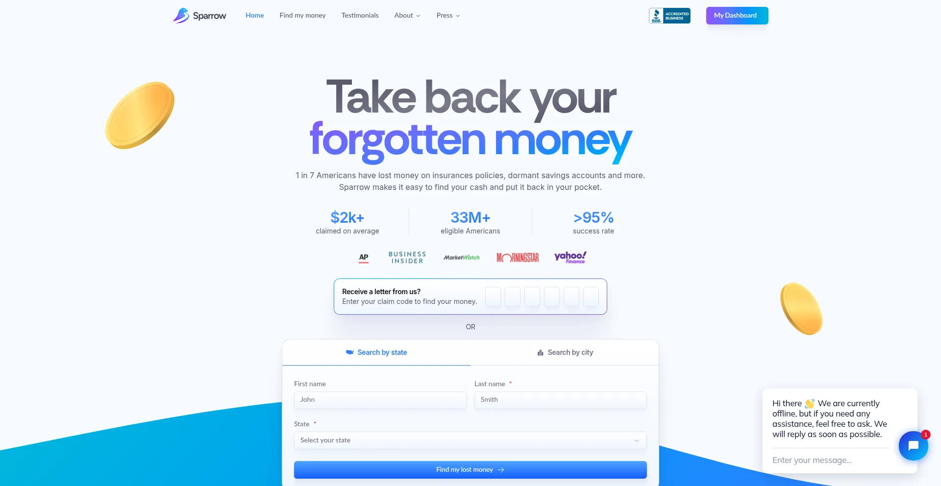 Sparrowclaim.com Screenshot