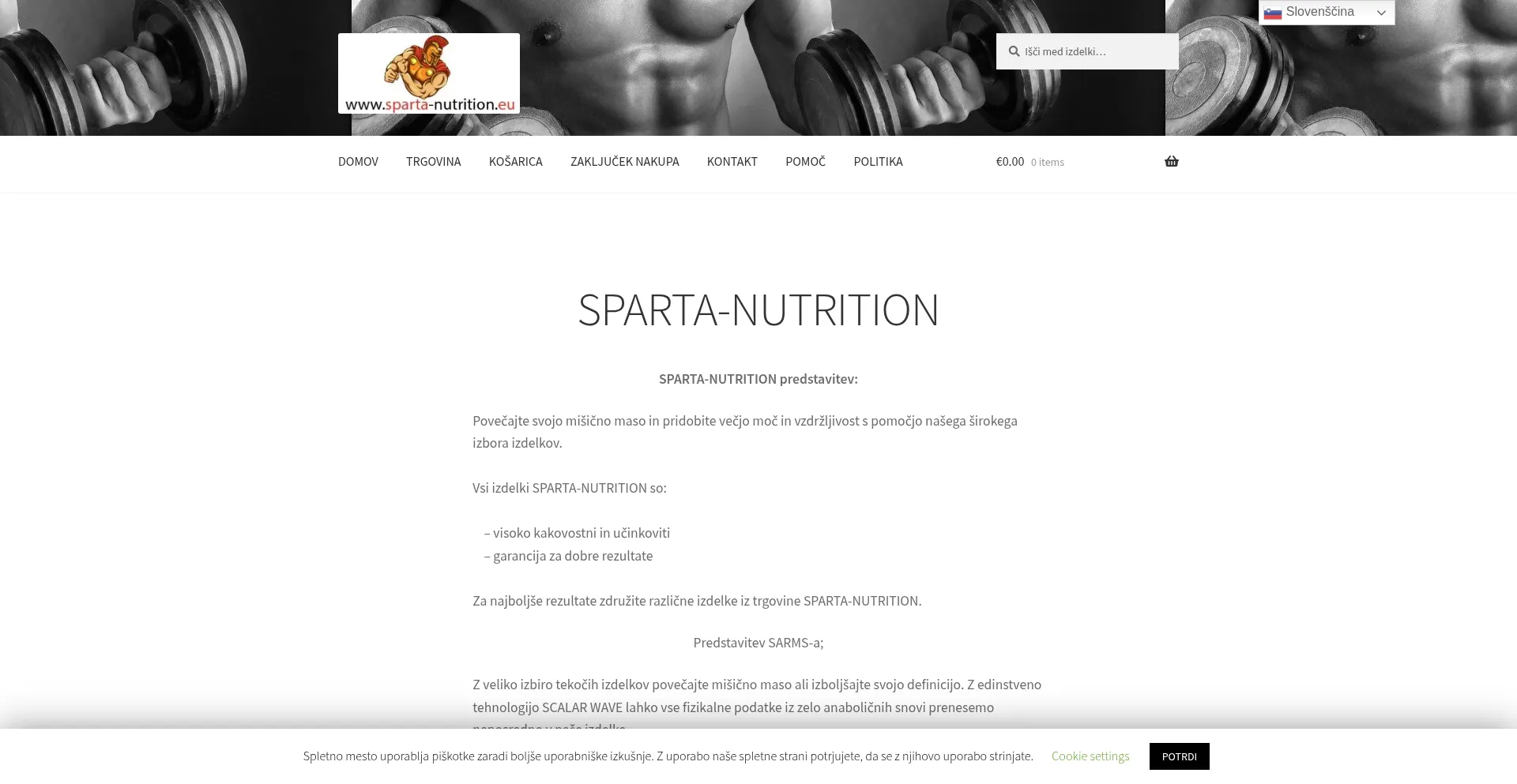 Website screenshot of Sparta-nutrition.eu