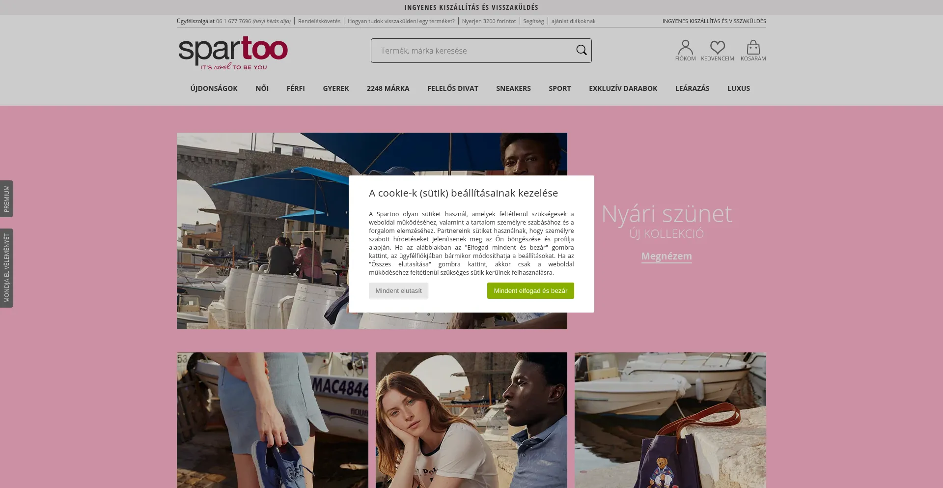 Website screenshot of Spartoo.hu