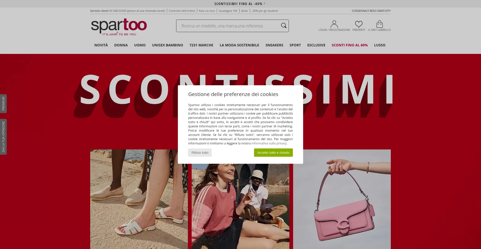 Website screenshot of Spartoo.it