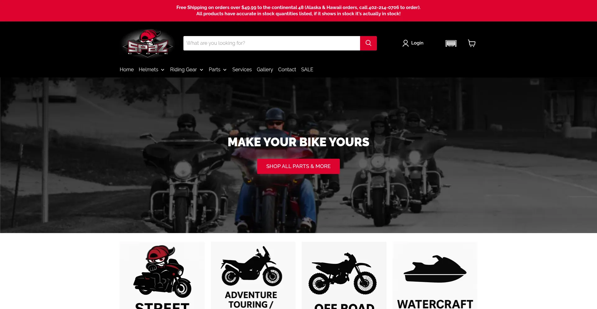 Website screenshot of Spazcycle.com