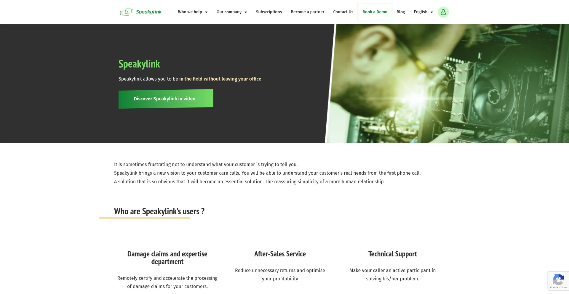 Website screenshot of Speakylink.com