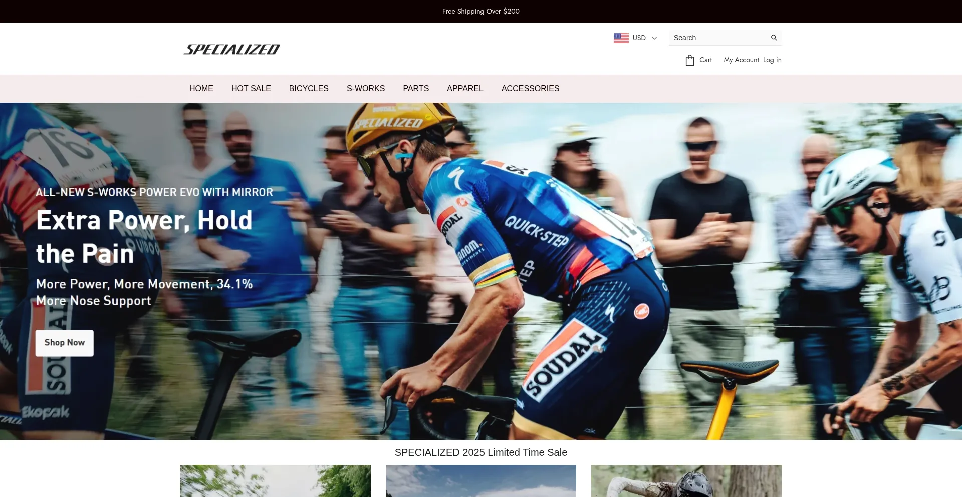 Website screenshot of Specializedwarehousesale.shop