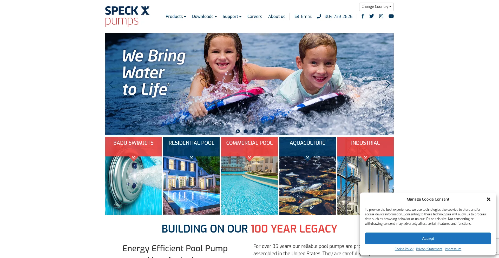 Website screenshot of Speck-pumps.com