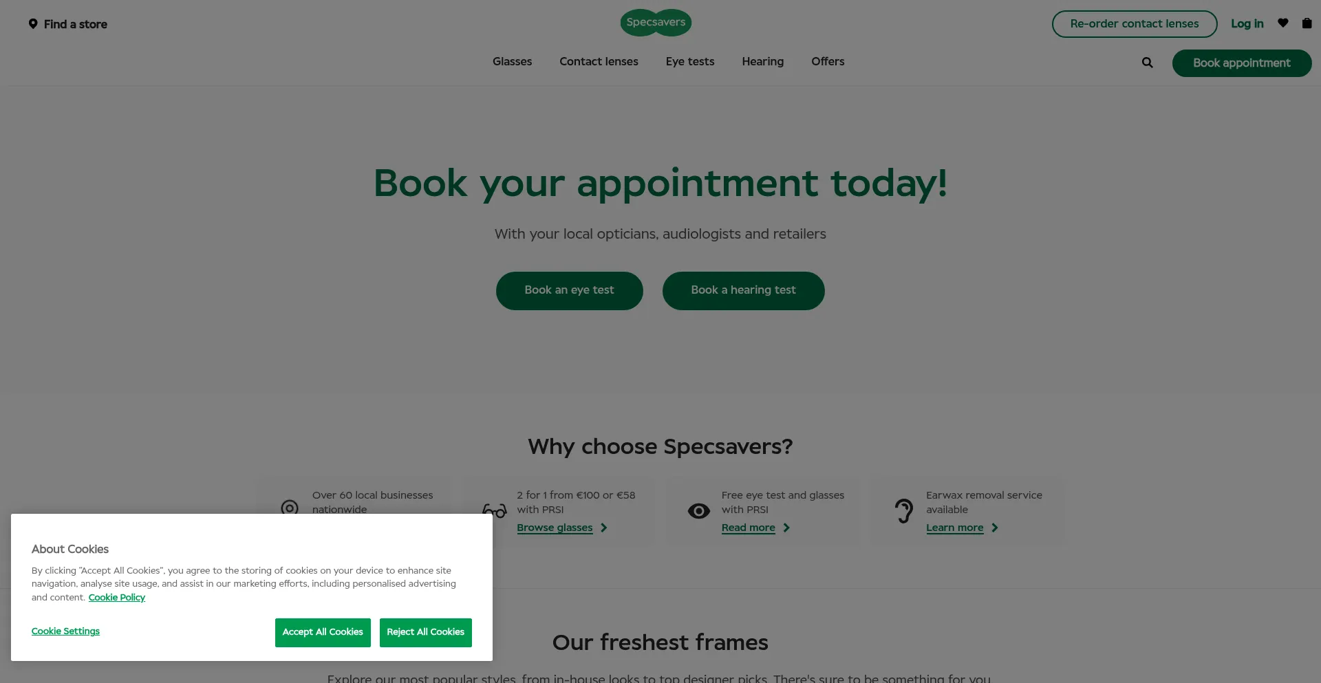 Specsavers.ie Screenshot