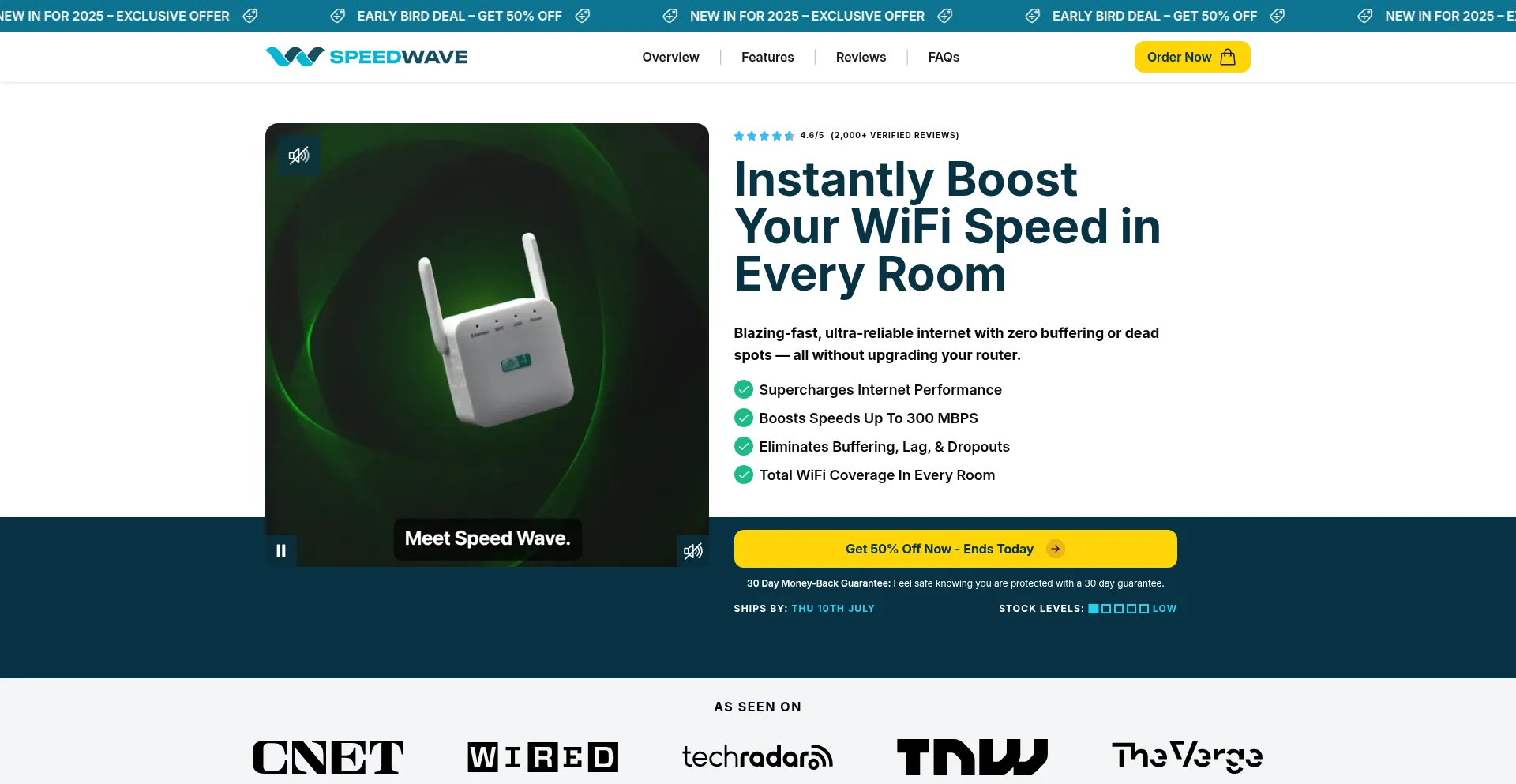Website screenshot of Speedwavewifiboost.com