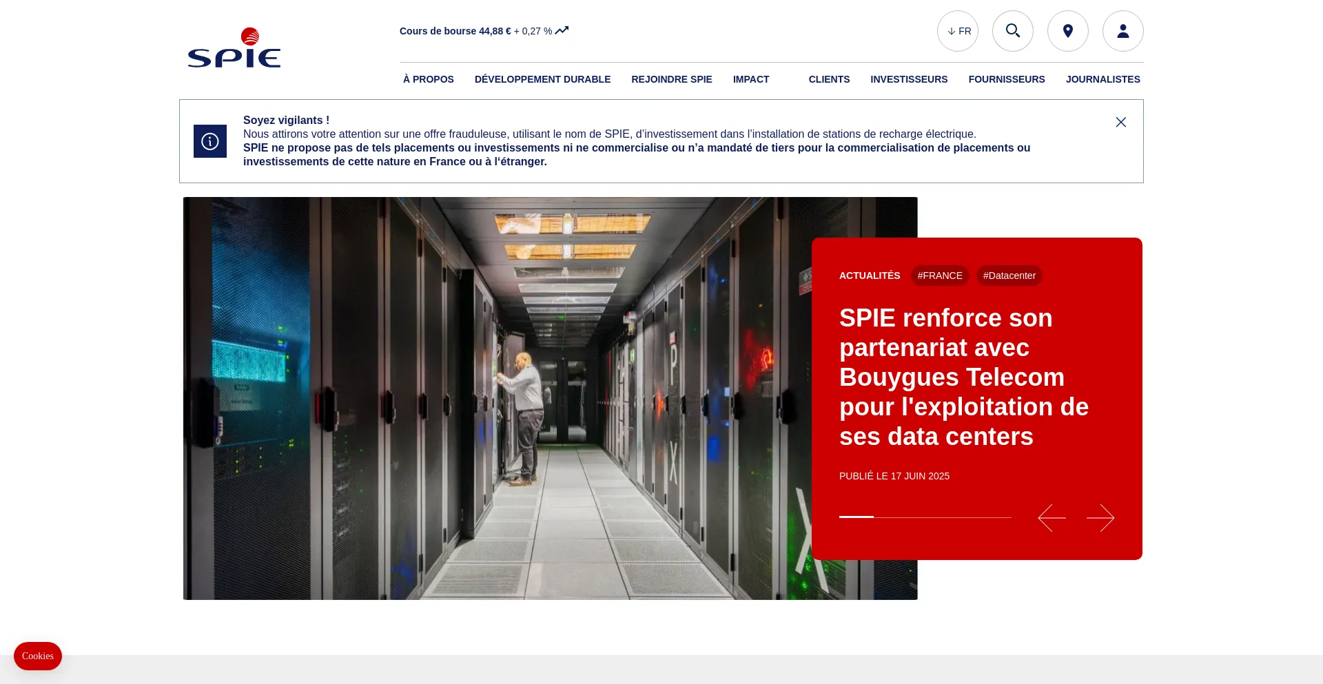 Website screenshot of Spie.com