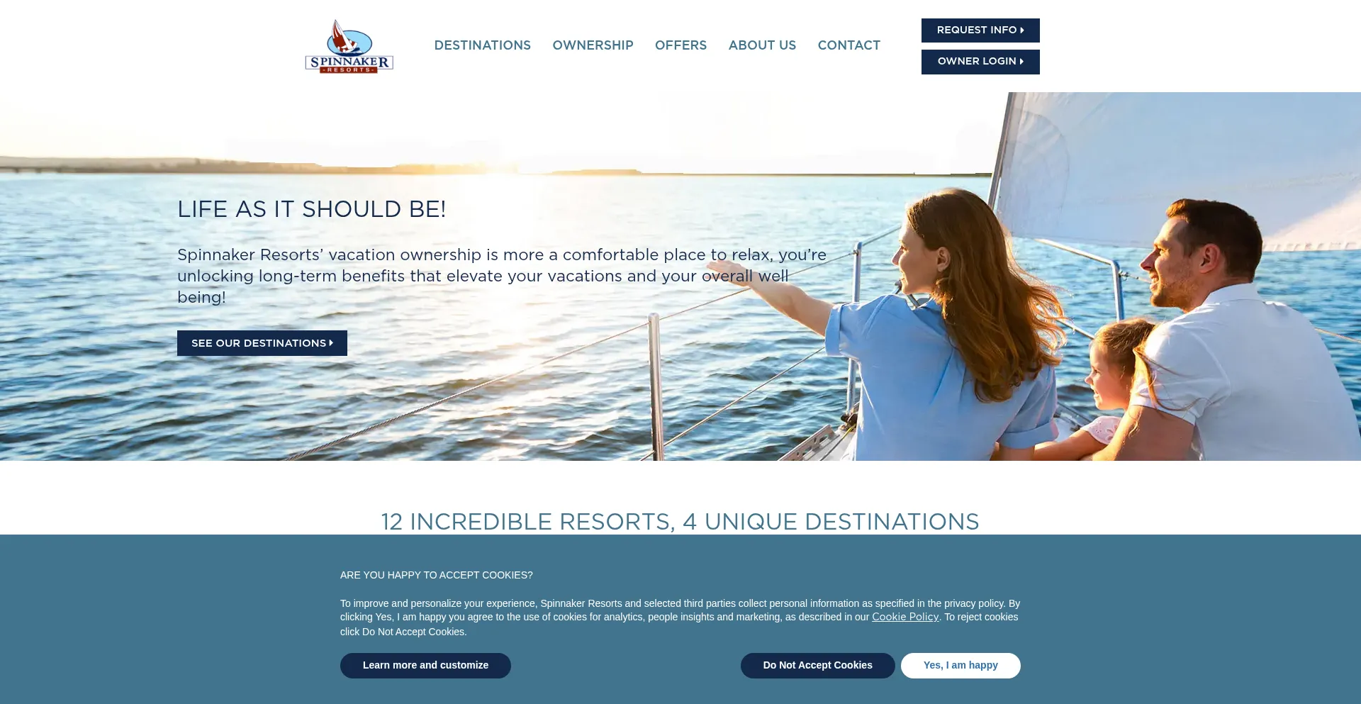 Spinnakerresorts.com Screenshot
