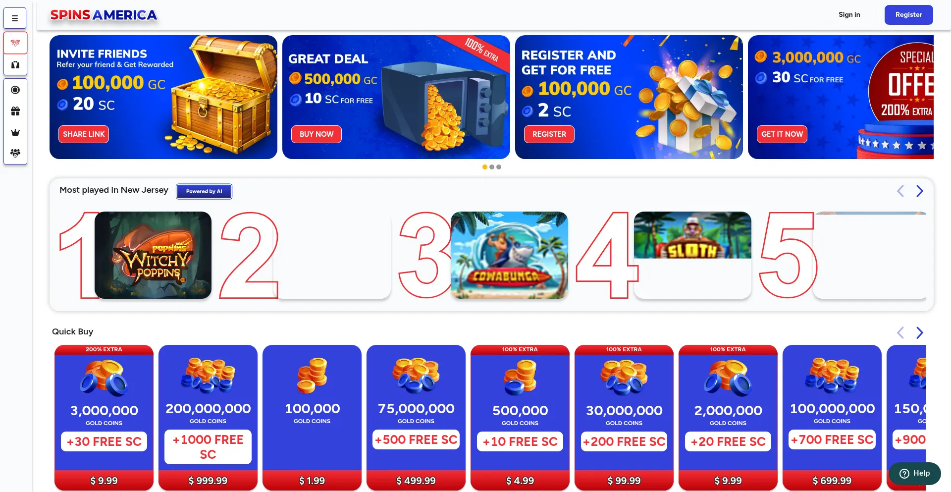 Website screenshot of Spinsamerica.com