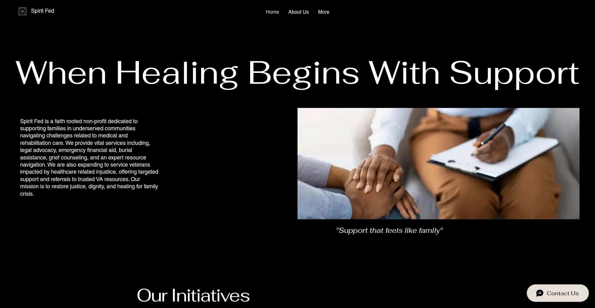 Website screenshot of Spiritfedsupport.org