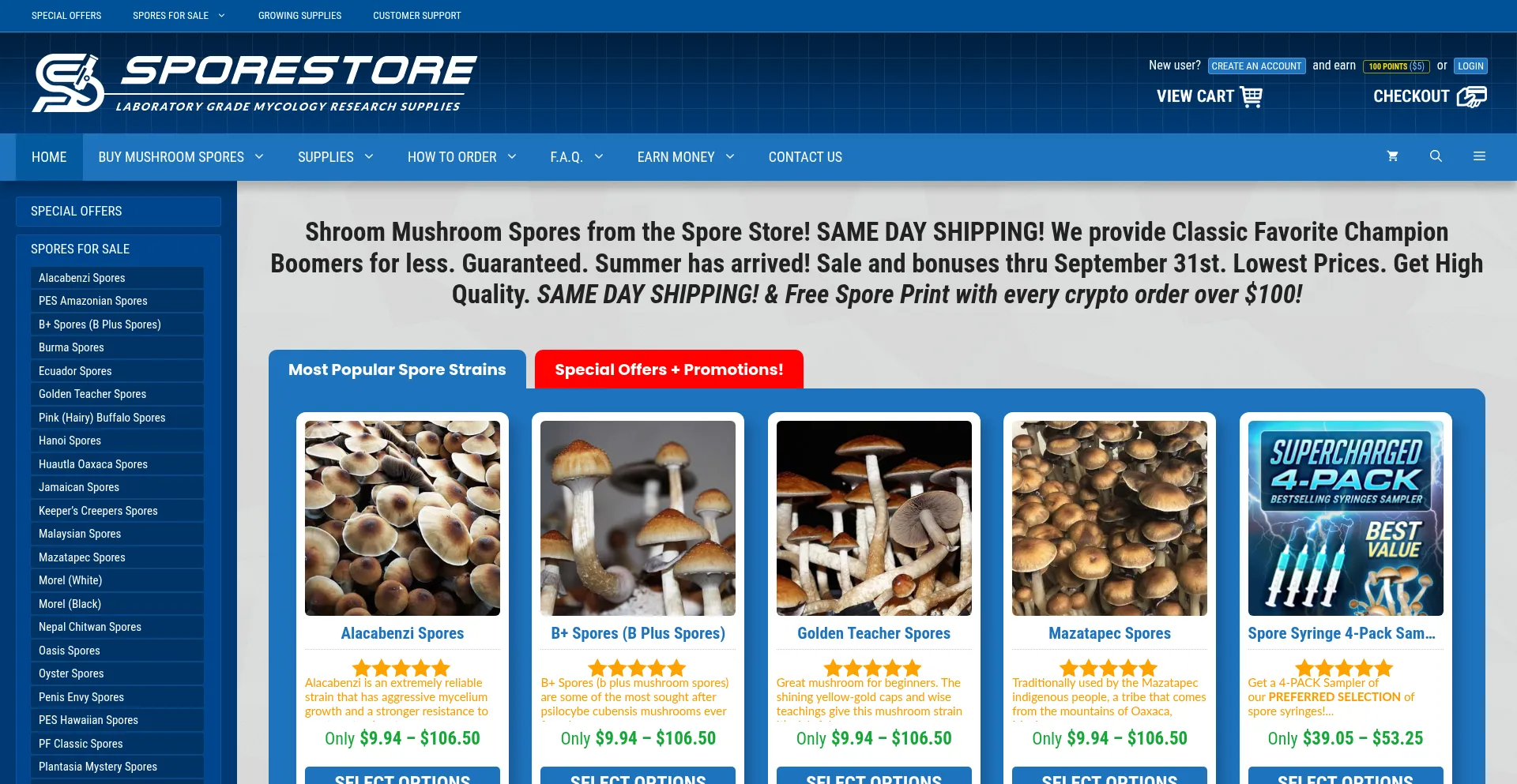 Sporestore.com Screenshot