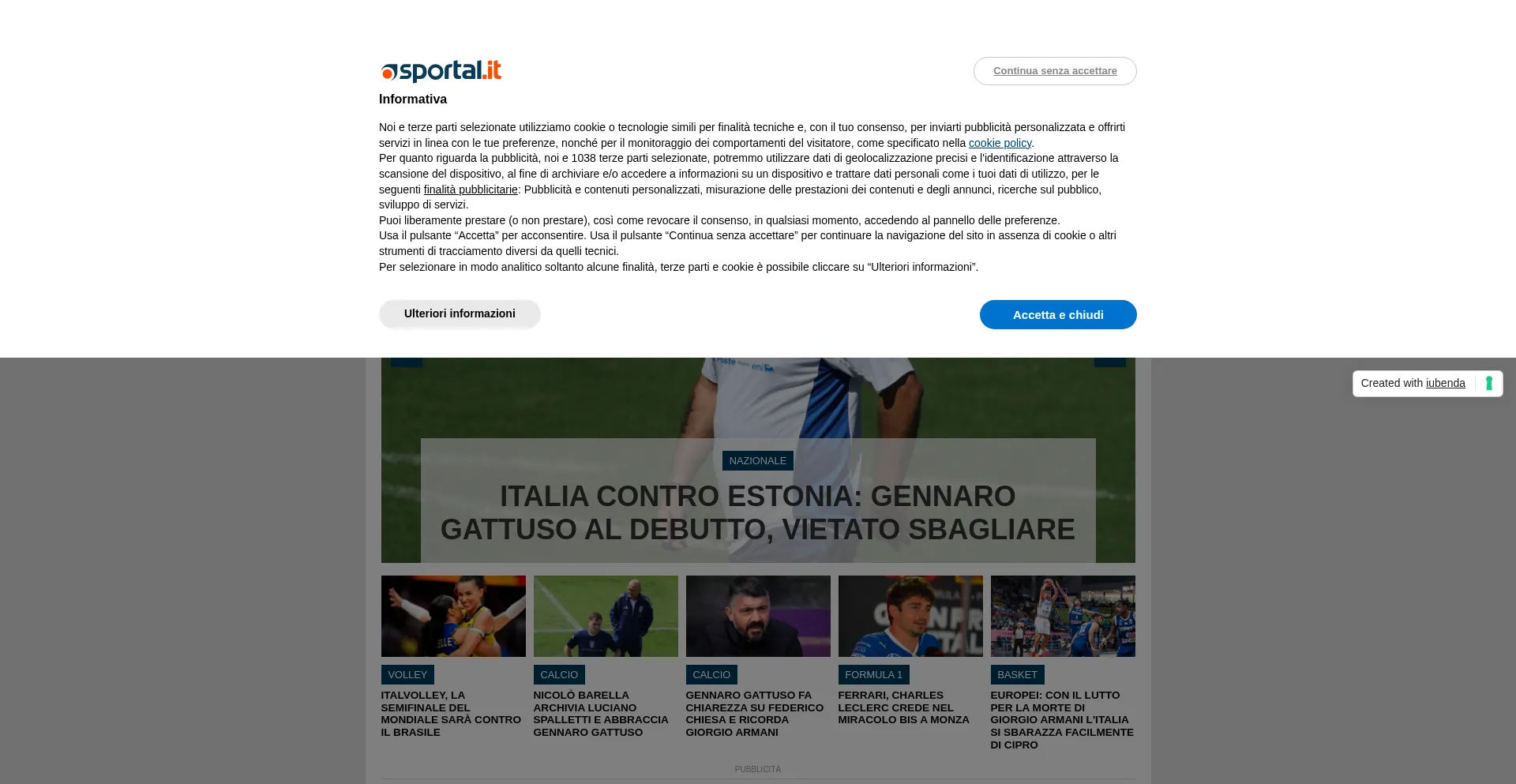 Website screenshot of Sportal.it