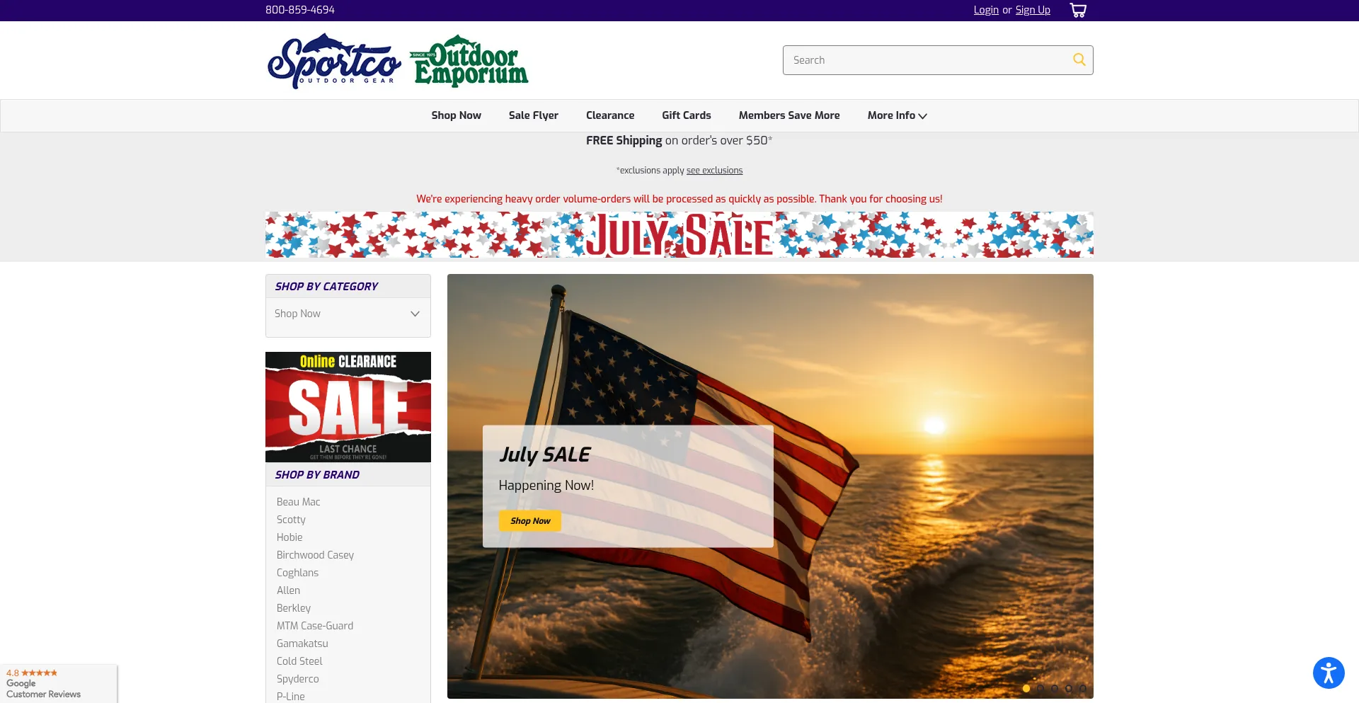 Website screenshot of Sportco.com