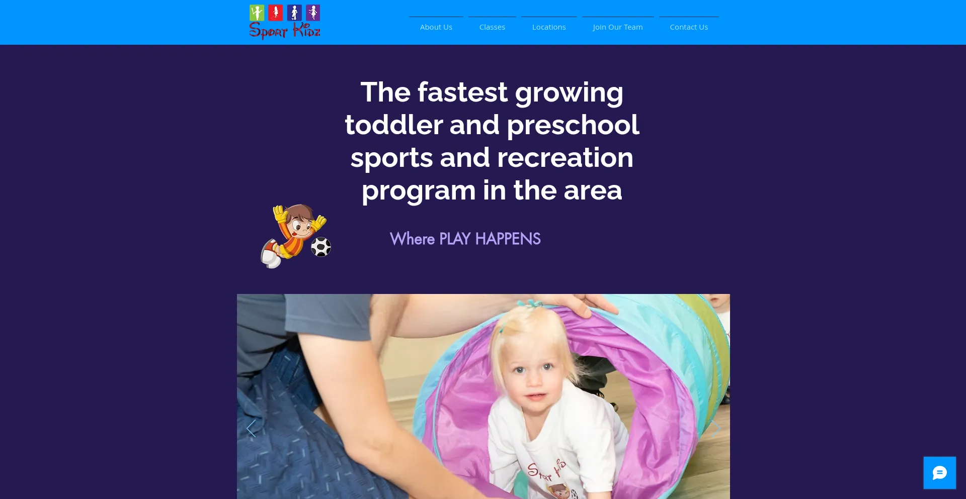 Website screenshot of Sportkidz.ca