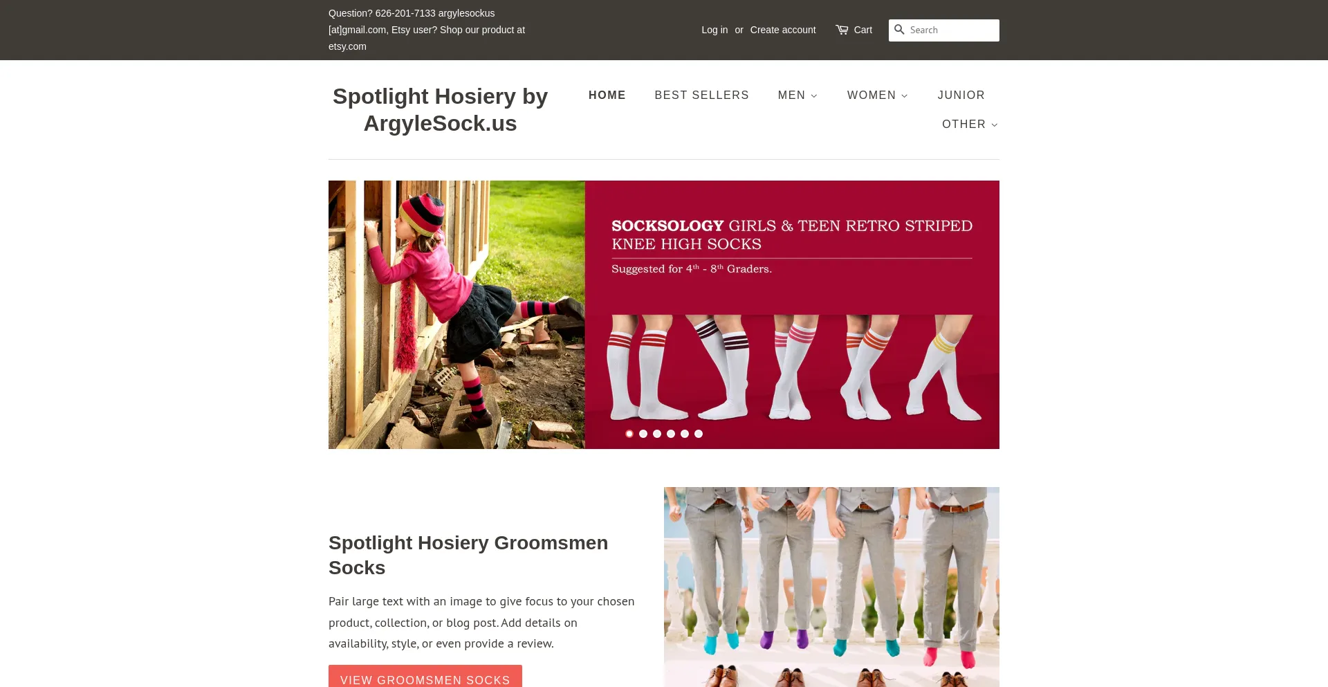 Website screenshot of Spotlighthosiery.us