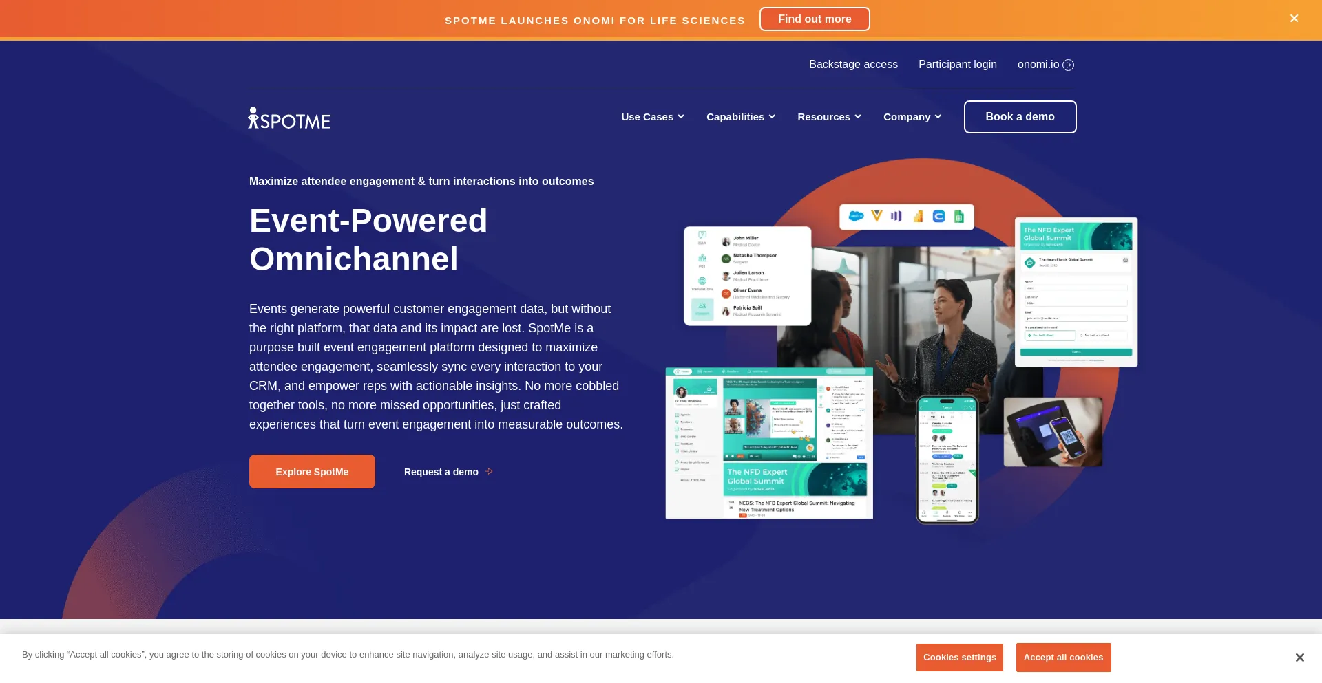 Website screenshot of Spotme.com