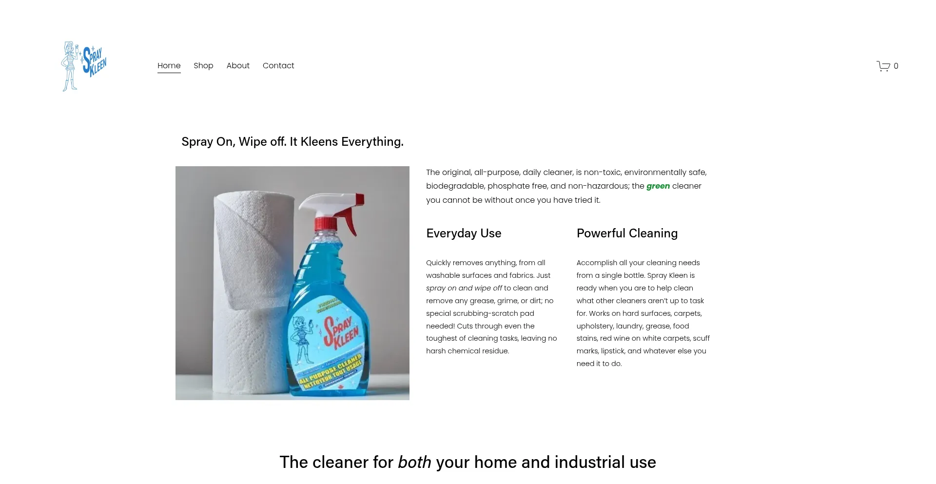 Website screenshot of Sprayclean.com