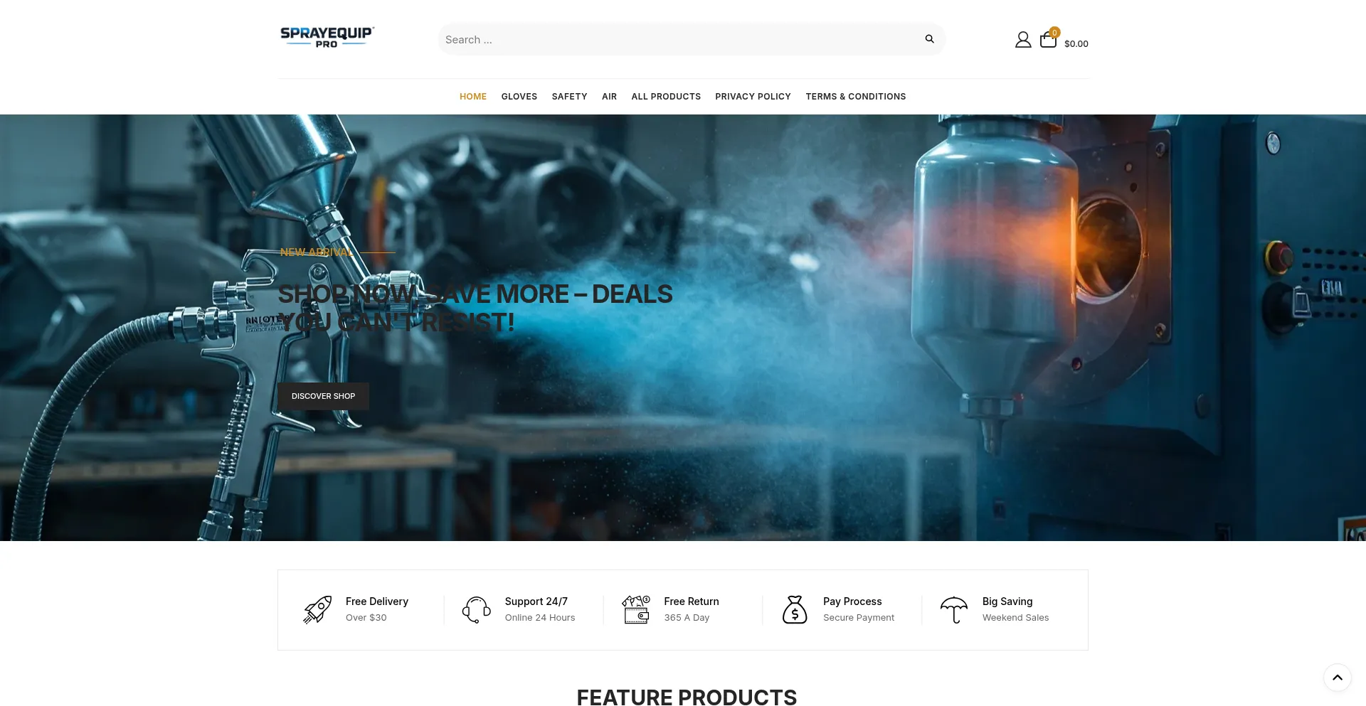 Website screenshot of Sprayequippro.com