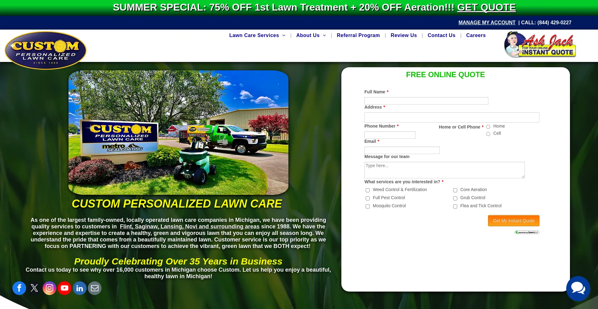 Website screenshot of Spraymylawn.com