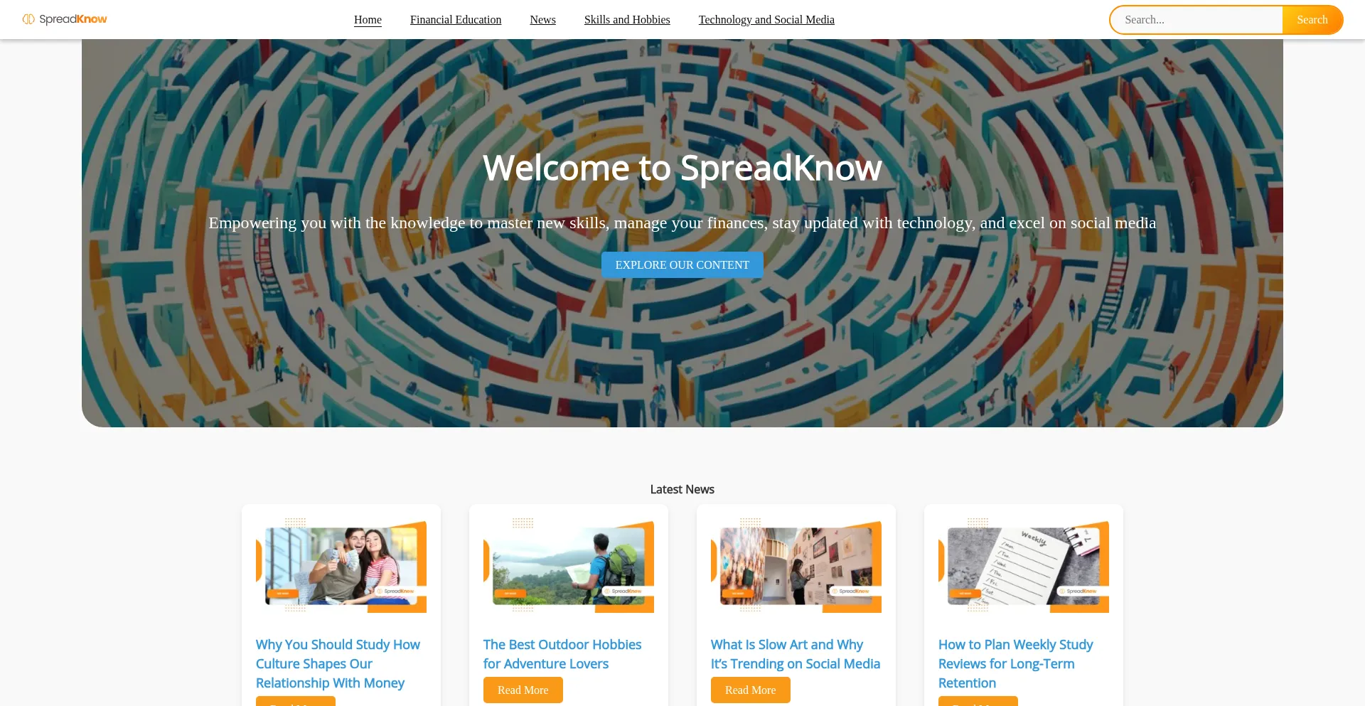 Website screenshot of Spreadknow.com