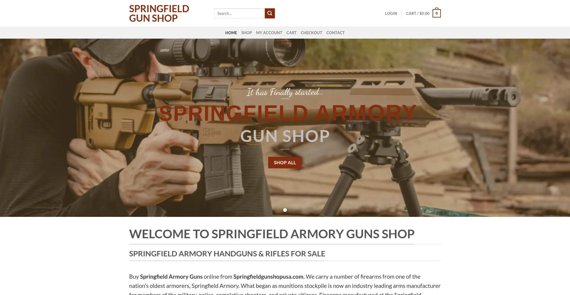 Website screenshot of Springfieldgunshop-usa.com