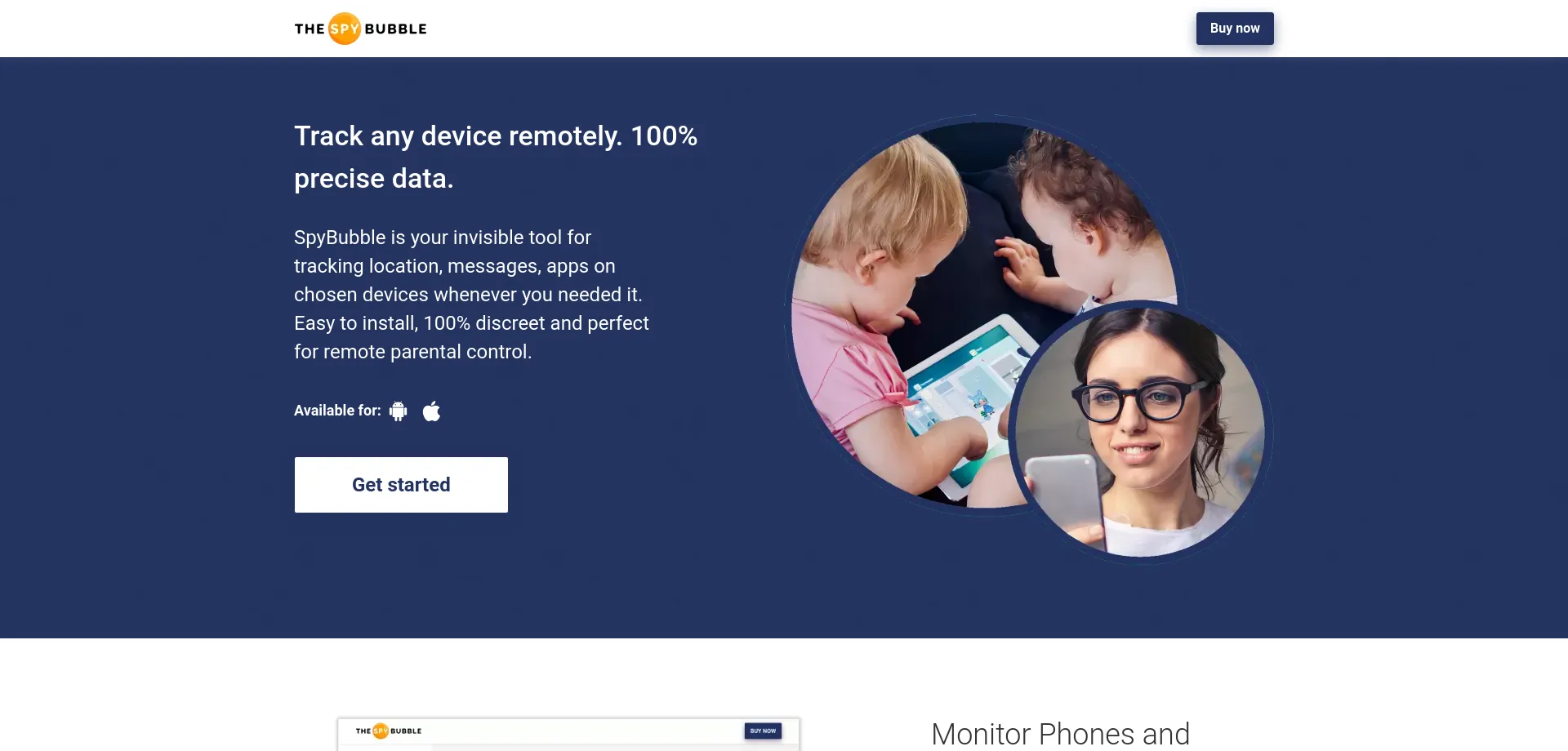 Website screenshot of Spybubble.app