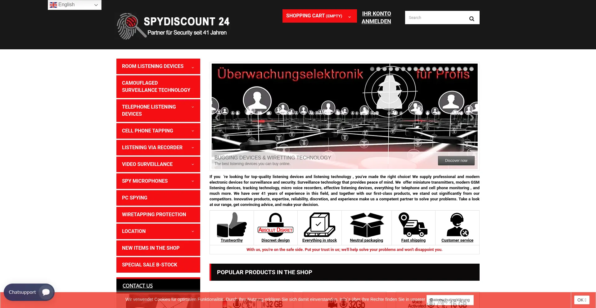 Website screenshot of Spydiscount24.com