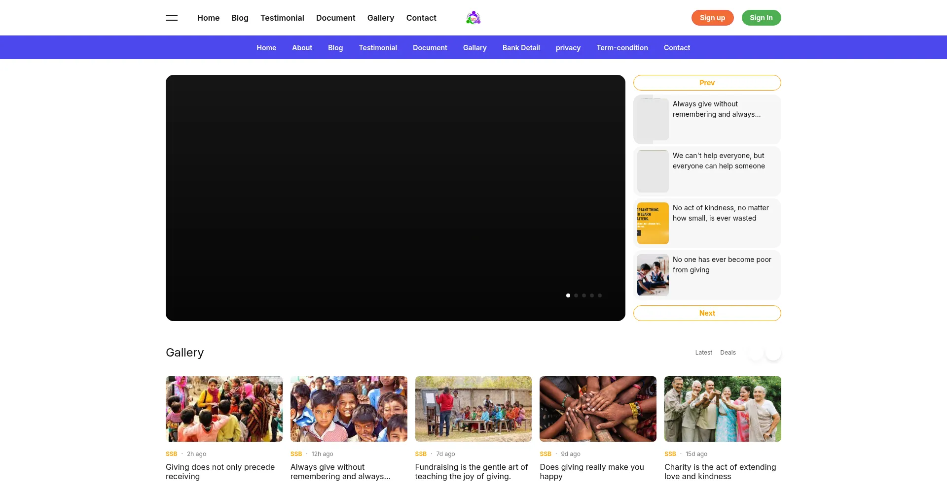 Website screenshot of Ssbdonation.com