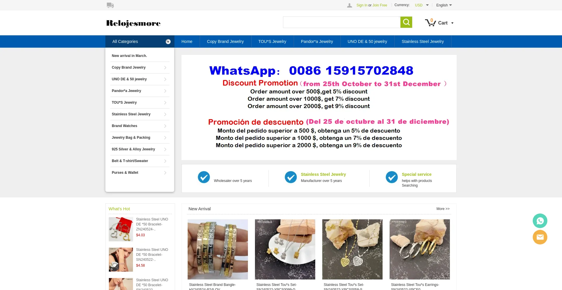 Website screenshot of Ssjoyas.com
