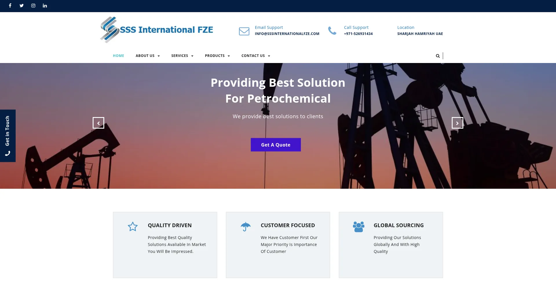 Website screenshot of Sssinternationalfze.com