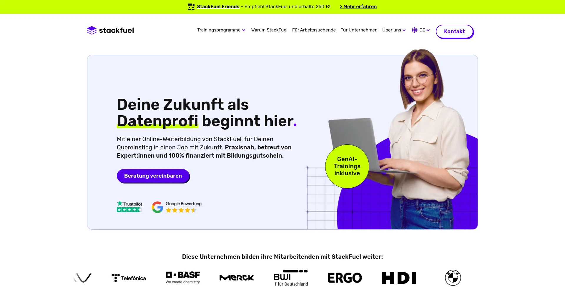 Website screenshot of Stackfuel.com