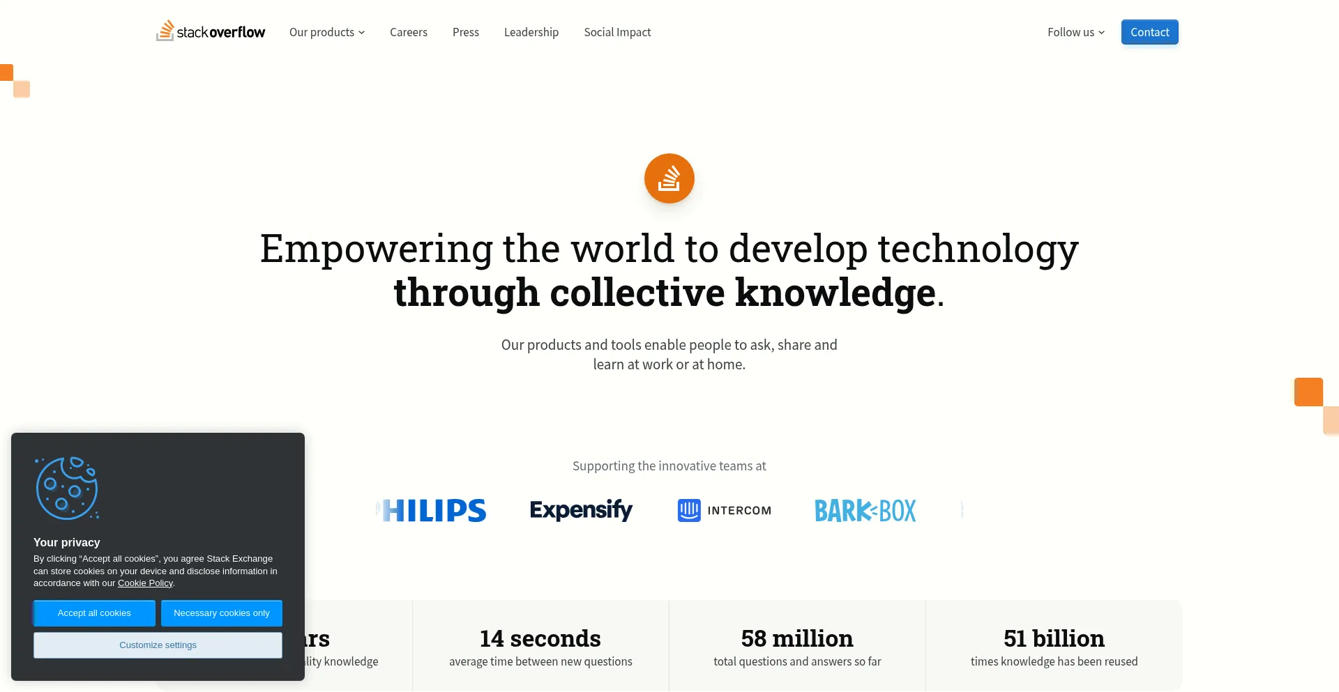Website screenshot of Stackoverflow.co