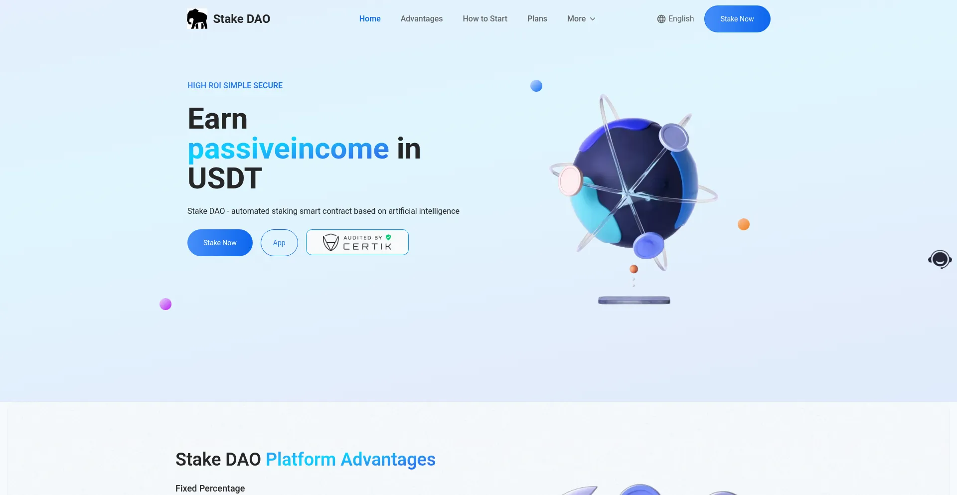 Website screenshot of Stakedao.me