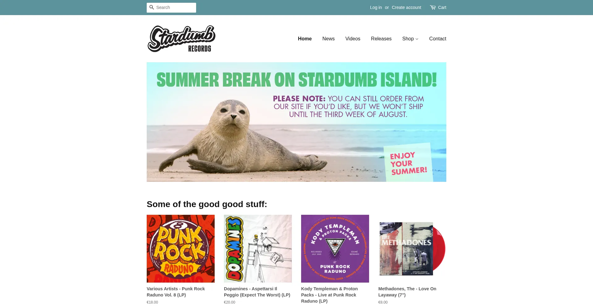 Website screenshot of Stardumbrecords.com