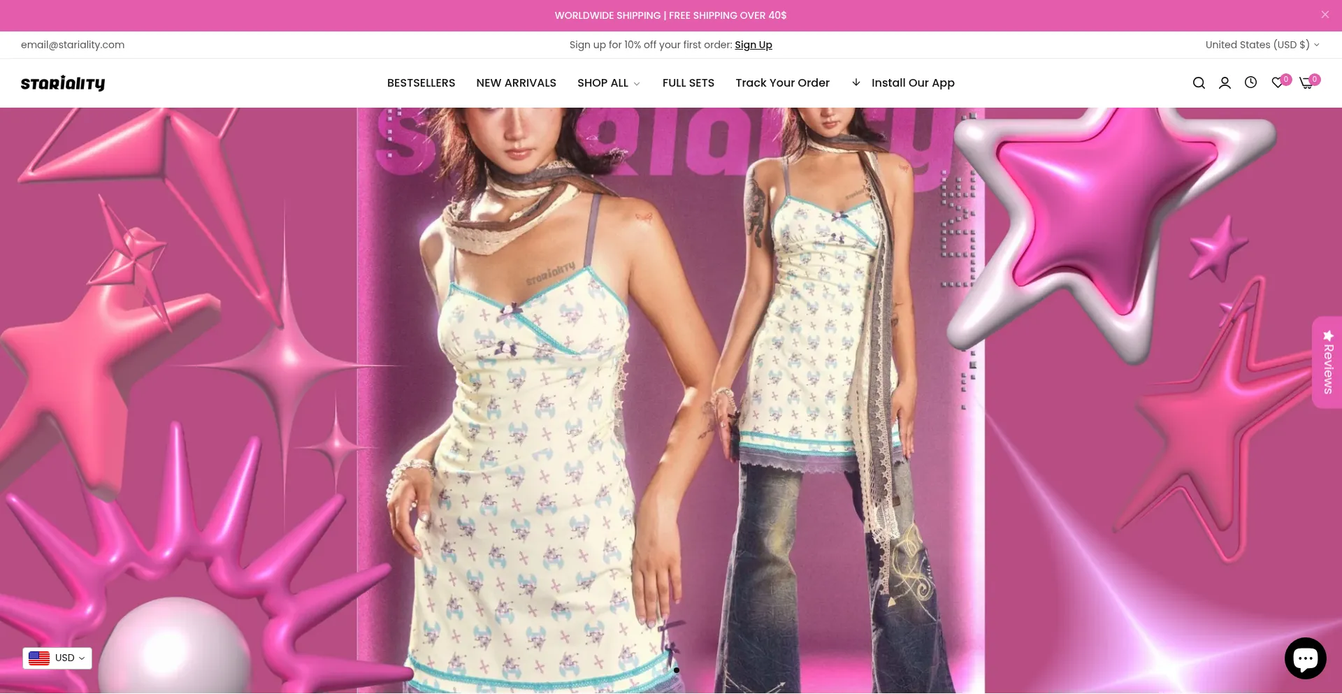 Website screenshot of Stariality.com